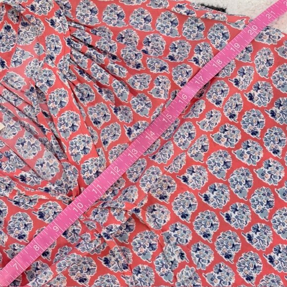 Rebecca Taylor $250 Size 2 XS 100% Silk Amanda Coral Print Sleeveless Tunic Top - Picture 9 of 10